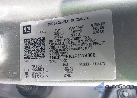 2023 Chevrolet Colorado Trail Boss from USA, damaged, VIN 1GCPTEEK1P1174306